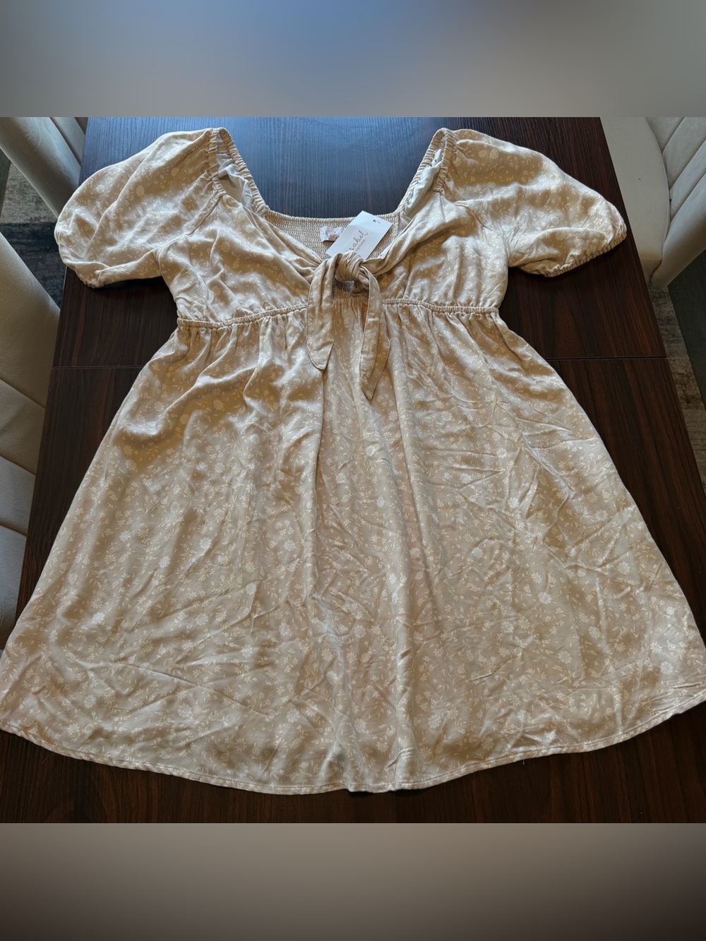 XL Isabel Maternity by Ingrid & Isabel Cream Floral Tie-Front Dress